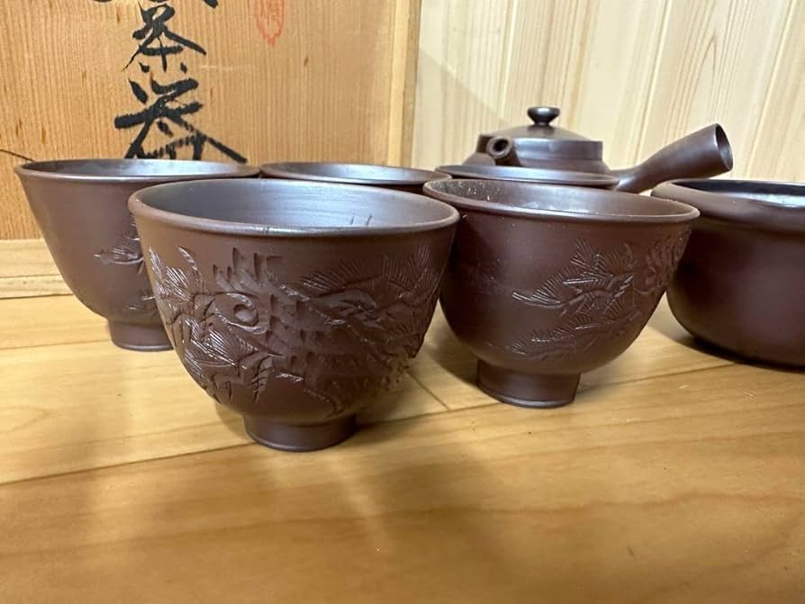 萬古焼  白梅造  煎茶器５客  急須セット Amazon.co.jp: 煎茶道具 萬古焼 急須 茶器 白梅造 : ホーム